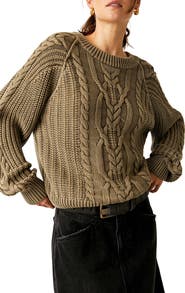 Free People Frankie Cable Cotton Sweater