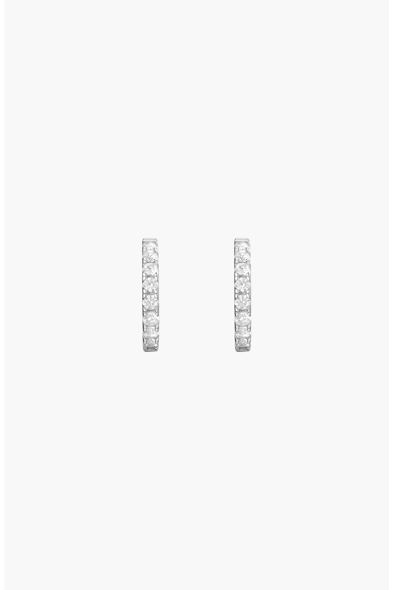 White Sapphire Huggie Earrings, Alternate, color, White Gold Vermeil