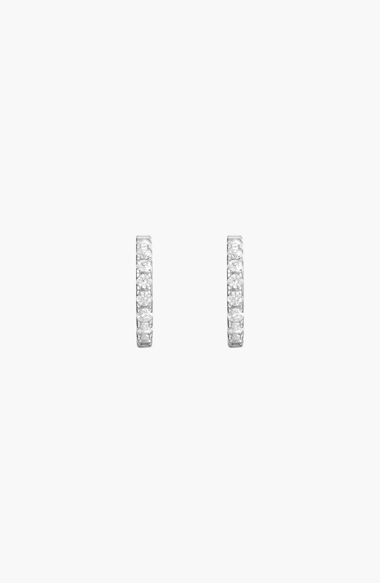 Aurate New York White Sapphire Huggie Earrings, Alternate, color, White Gold Vermeil