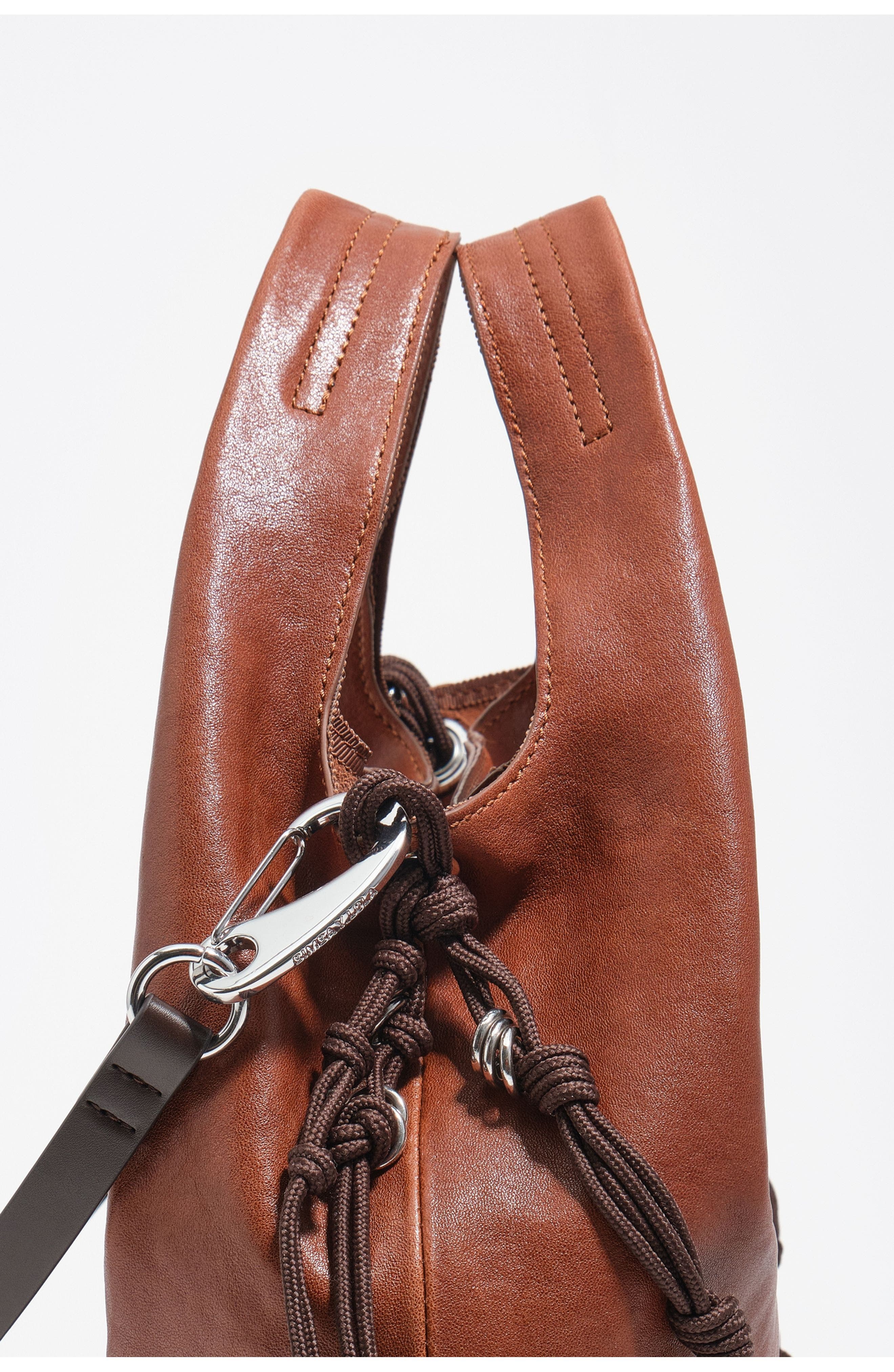 Bimba y Lola Leather Paper Bag, Alternate, color, Dark Tan