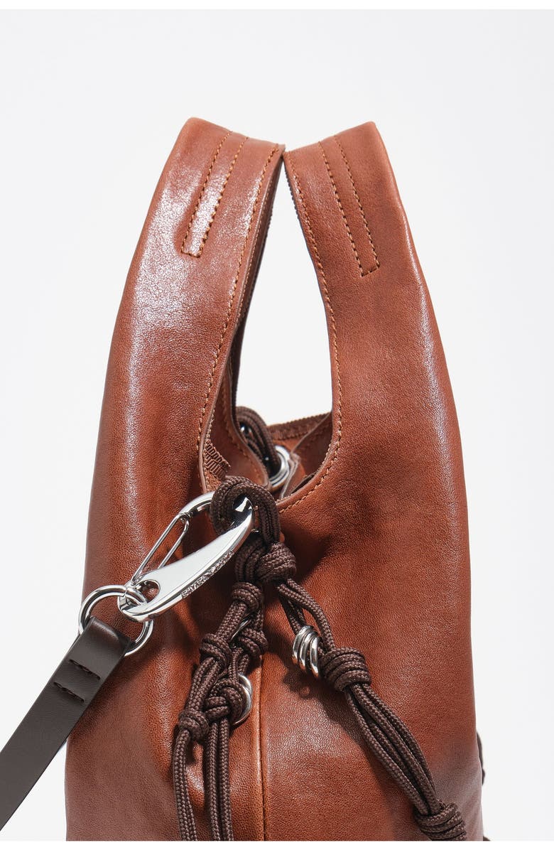 Bimba y Lola Leather Paper Bag, Alternate, color, Dark Tan