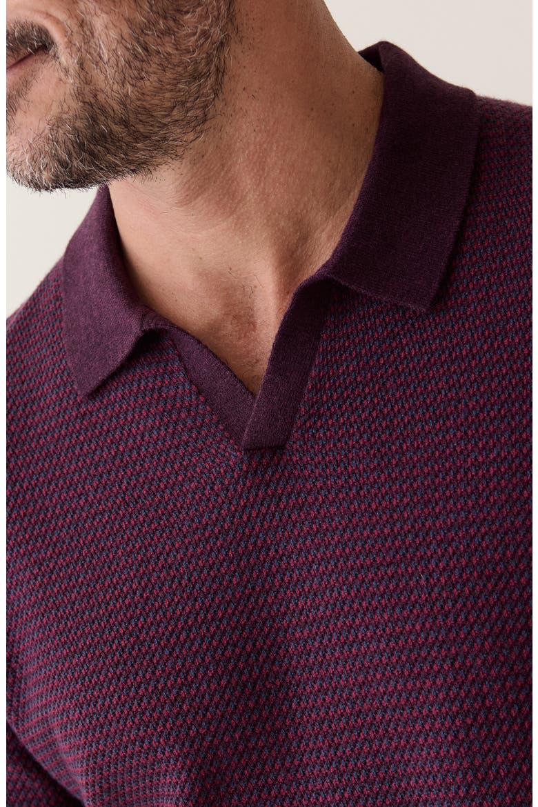 Liam Johnny Collar Polo Sweater, Alternate, color, BURGUNDY