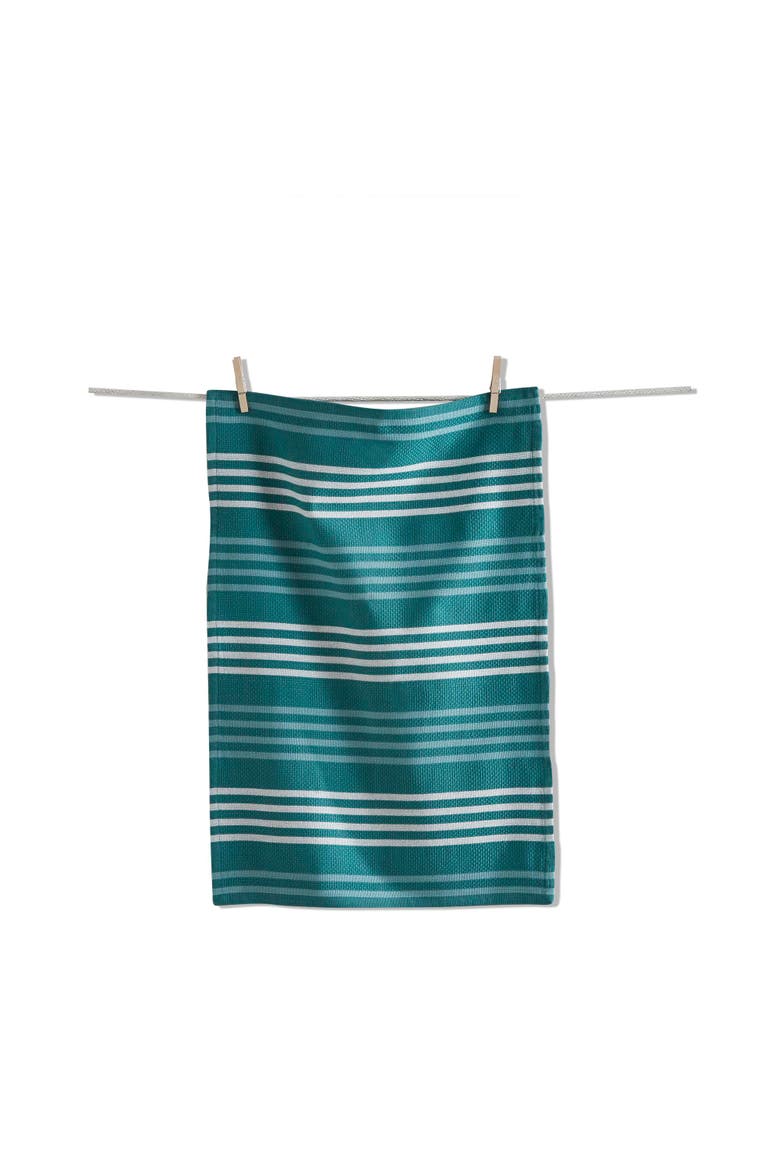 Basket Weave Stripe Dishtowel Set of Six Teal Color, Main, color, Blue