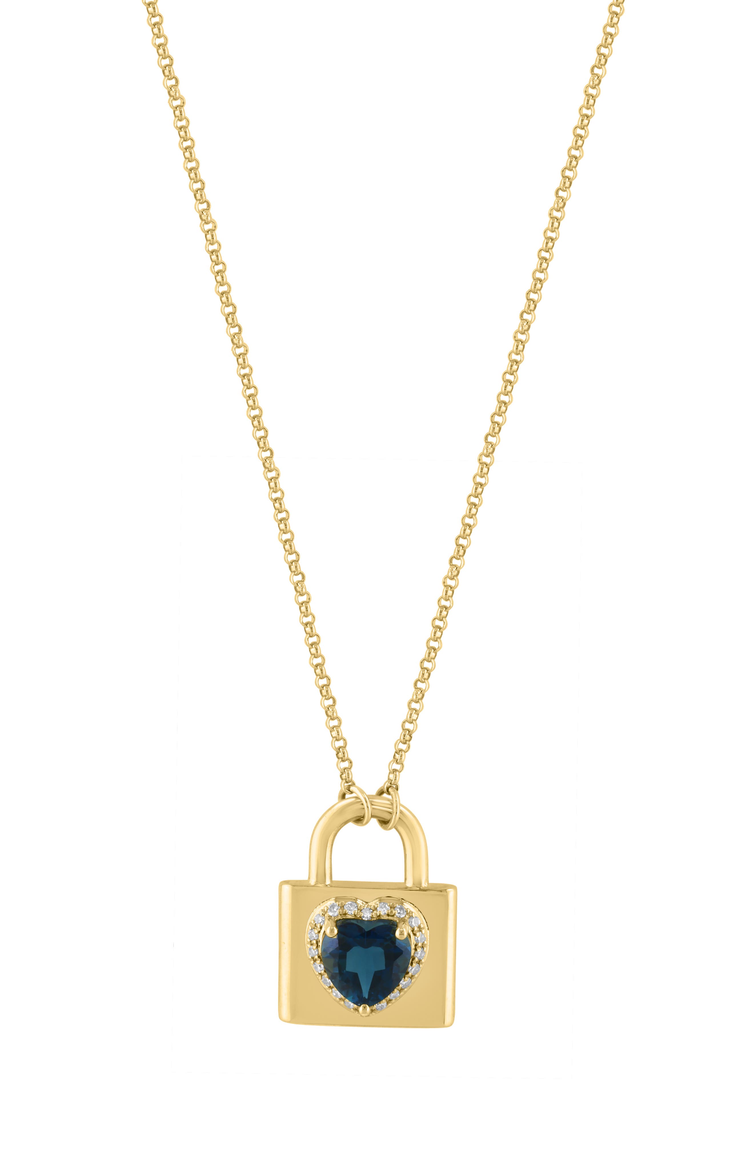 Gold Plated Sterling Silver Heart Padlock Pendant Necklace