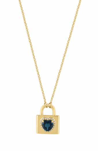 Gold Plated Sterling Silver Heart Padlock Pendant Necklace
