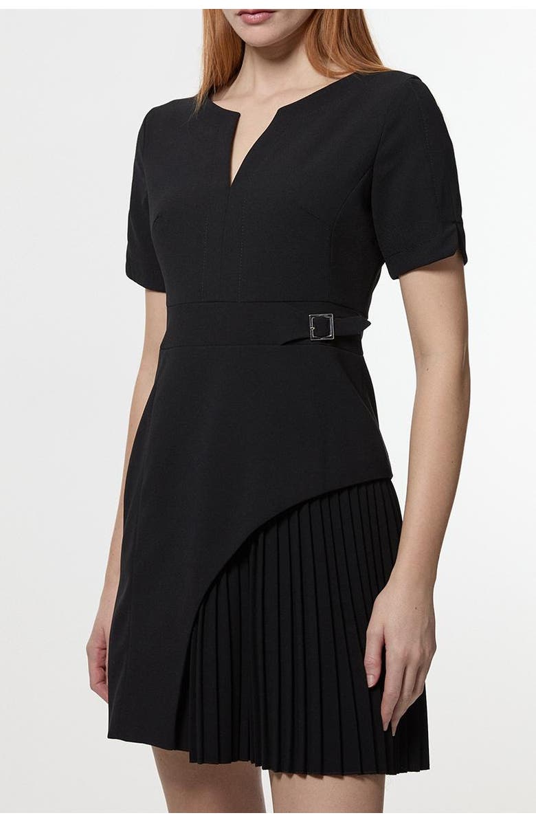 Karen Millen Military Pleat Mini Dress, Alternate, color, Black