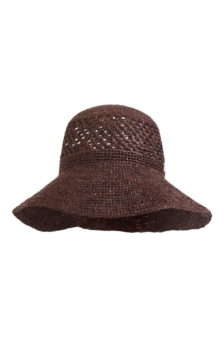 Straw Crochet Packable Floppy Hat, Main, color, BROWN