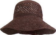 Bruno Magli Straw Crochet Packable Floppy Hat