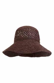 Bruno Magli Straw Crochet Packable Floppy Hat