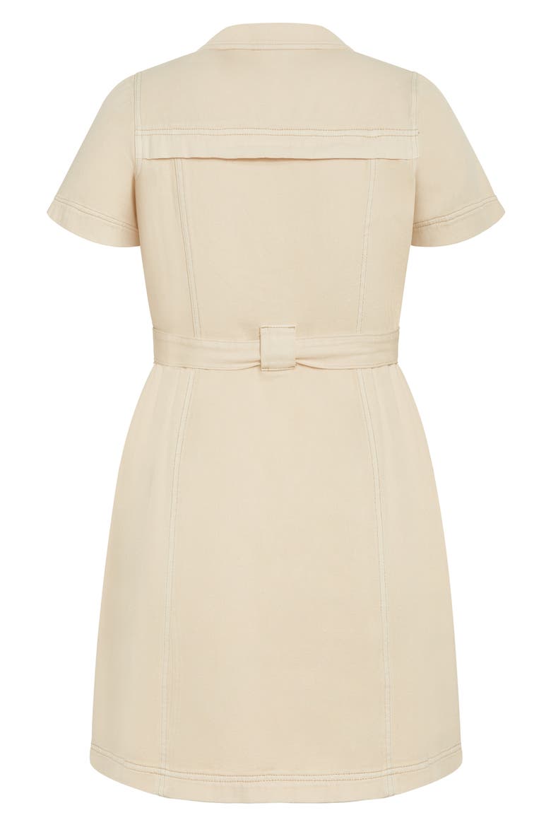 Aleah Belted Denim Button-Up Shirtdress, Alternate, color, STONE