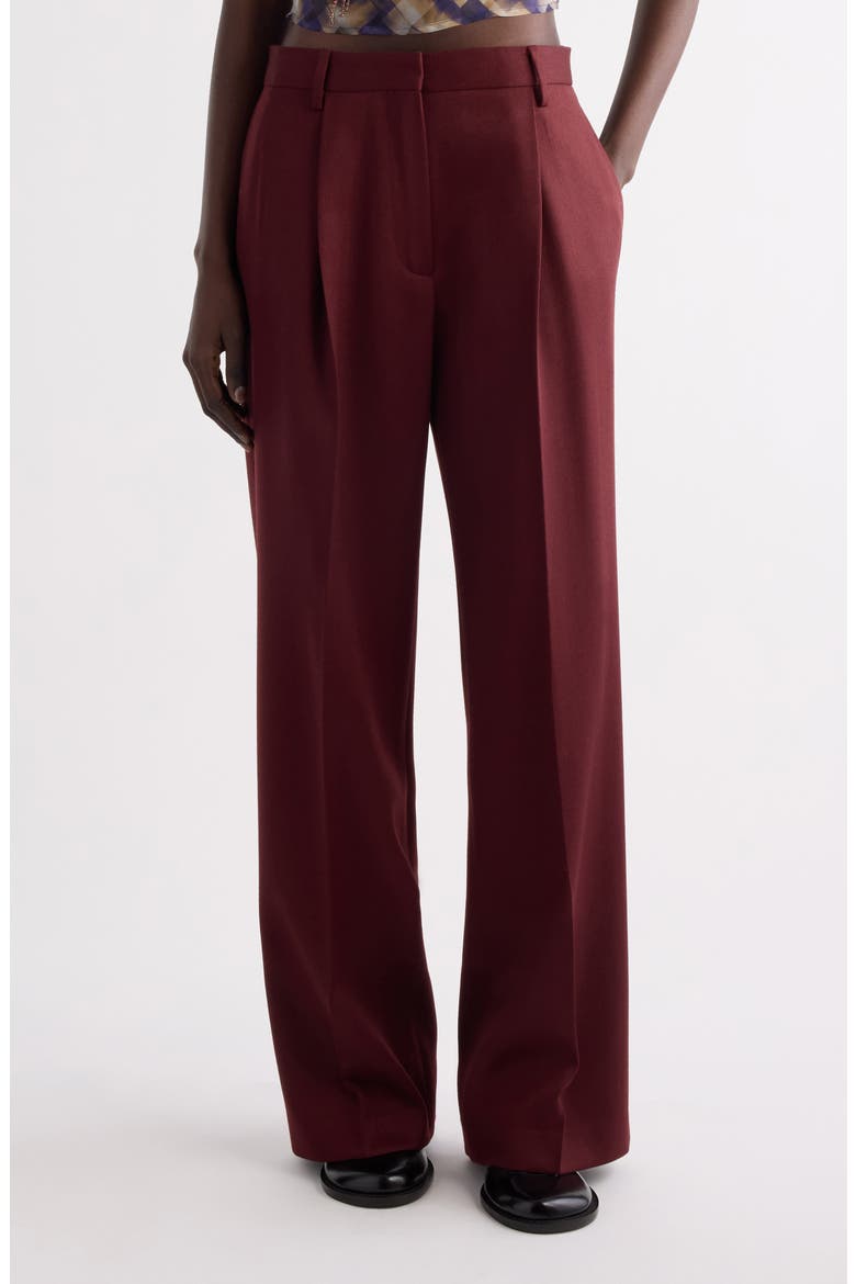 Portias Pleated Wool Pants, Main, color, BRIQUE