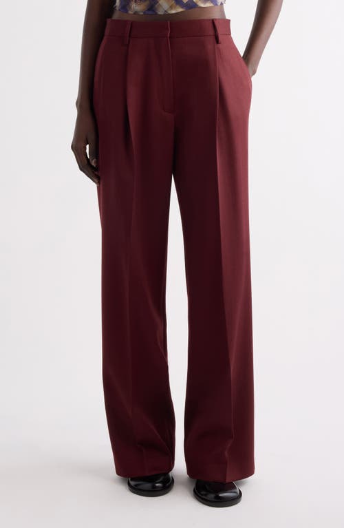 Dries Van Noten Pleated In Shiny Wool Trousers Bordeaux In Multi