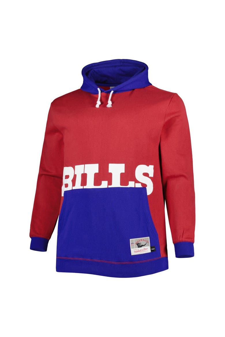 Men's Mitchell & Ness Red/Royal Buffalo Bills Big & Tall Big Face Pullover Hoodie, Alternate, color, Red