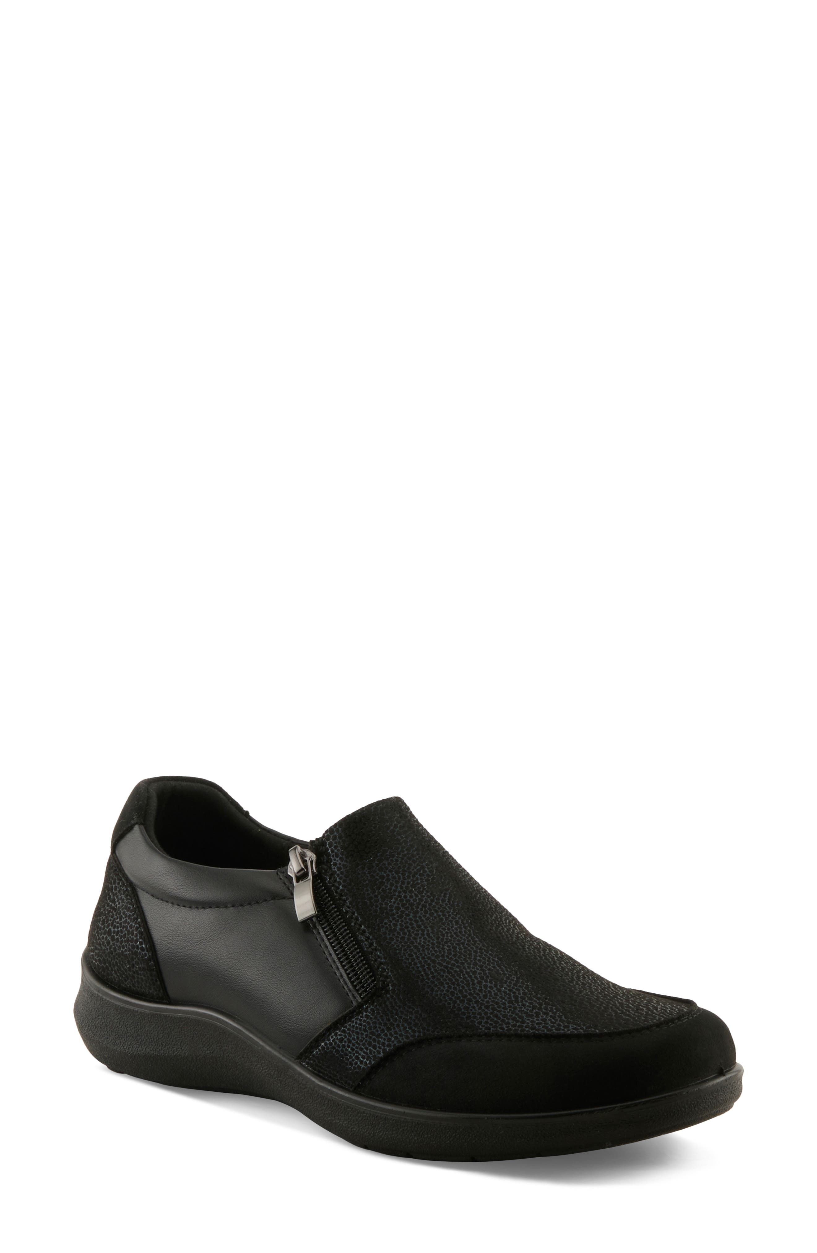 Canstela Faux Leather Slip On Sneaker, Main, color, BLACK