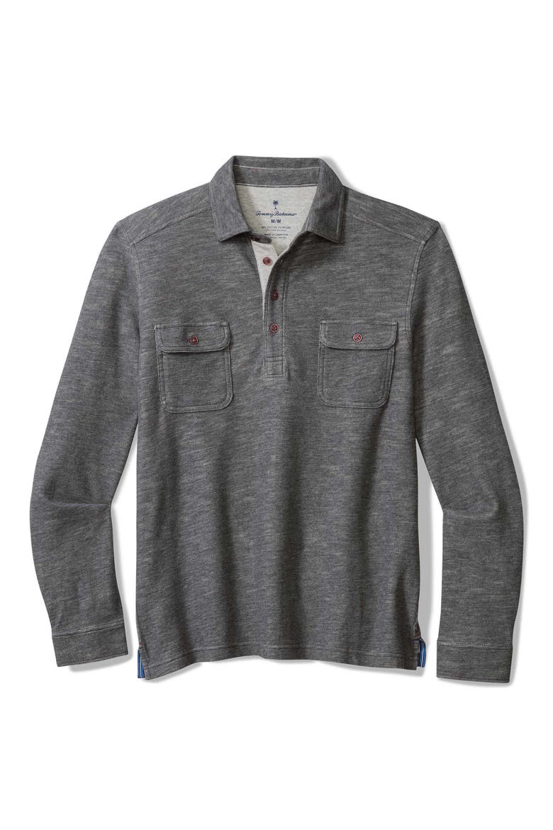 Penn Cove Long Sleeve Polo, Main, color, CHARCOAL HEATHER