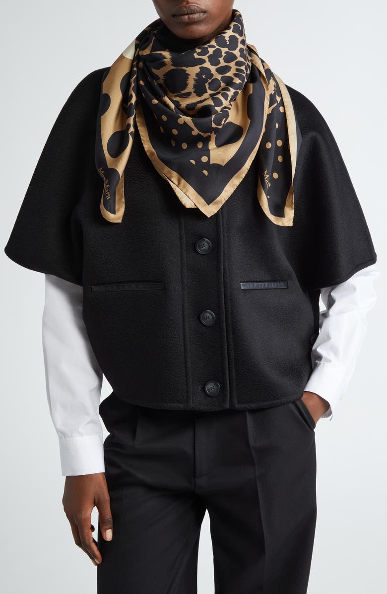 Max Mara Leopard Print & Polka Dot Silk Scarf, Alternate, color,