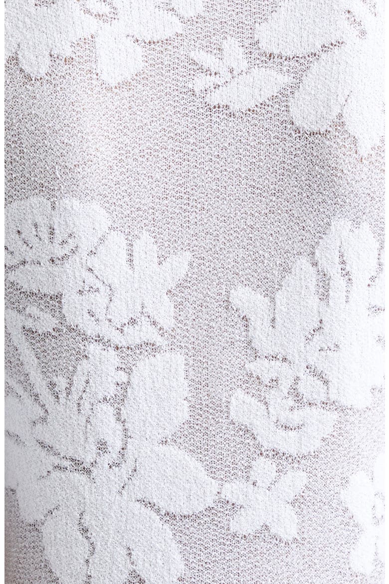 Tabarin Short Sleeve Cotton Blend Jacquard V-Neck Sweater, Alternate, color, WHITE