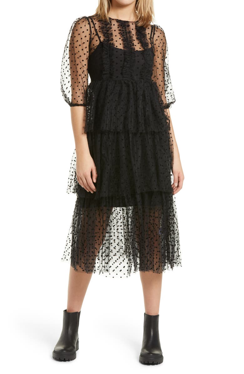 Amy Lynn Dover Tiered Mesh Dress, Main, color, 