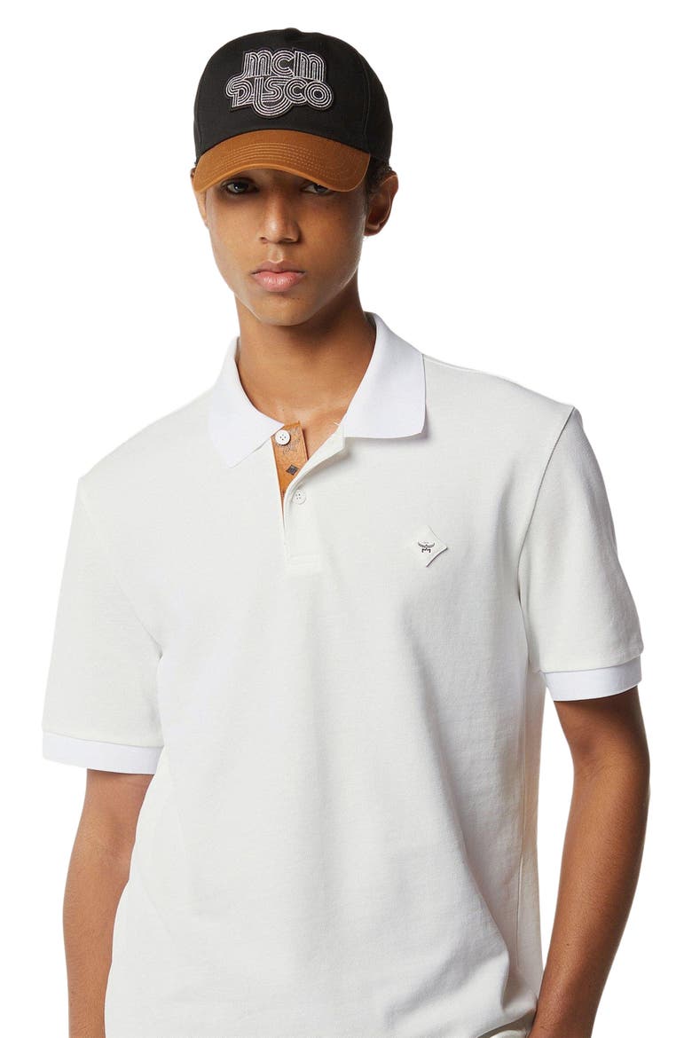 Diamond Patch Piqué Polo, Alternate, color, White