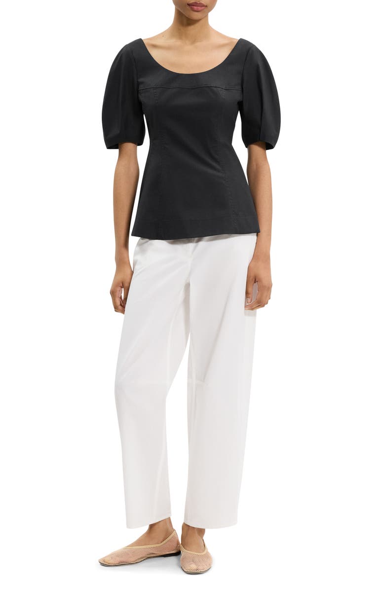 Theory Puff Sleeve Scoop Neck Shirt, Alternate, color, Black