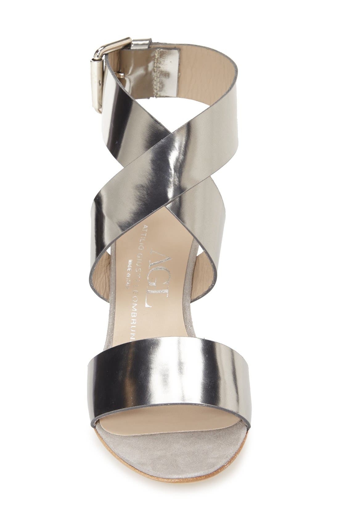 Ankle Wrap Wedge Sandal, Alternate, color, NICKEL
