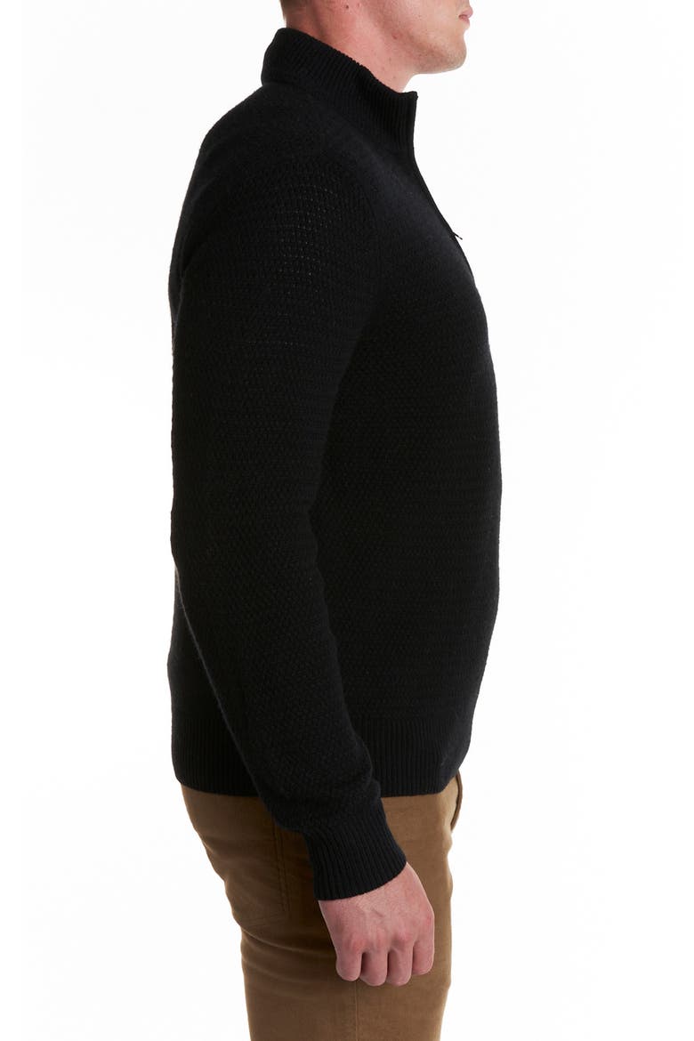 Merino Wool Half Zip Sweater, Alternate, color, BLACK