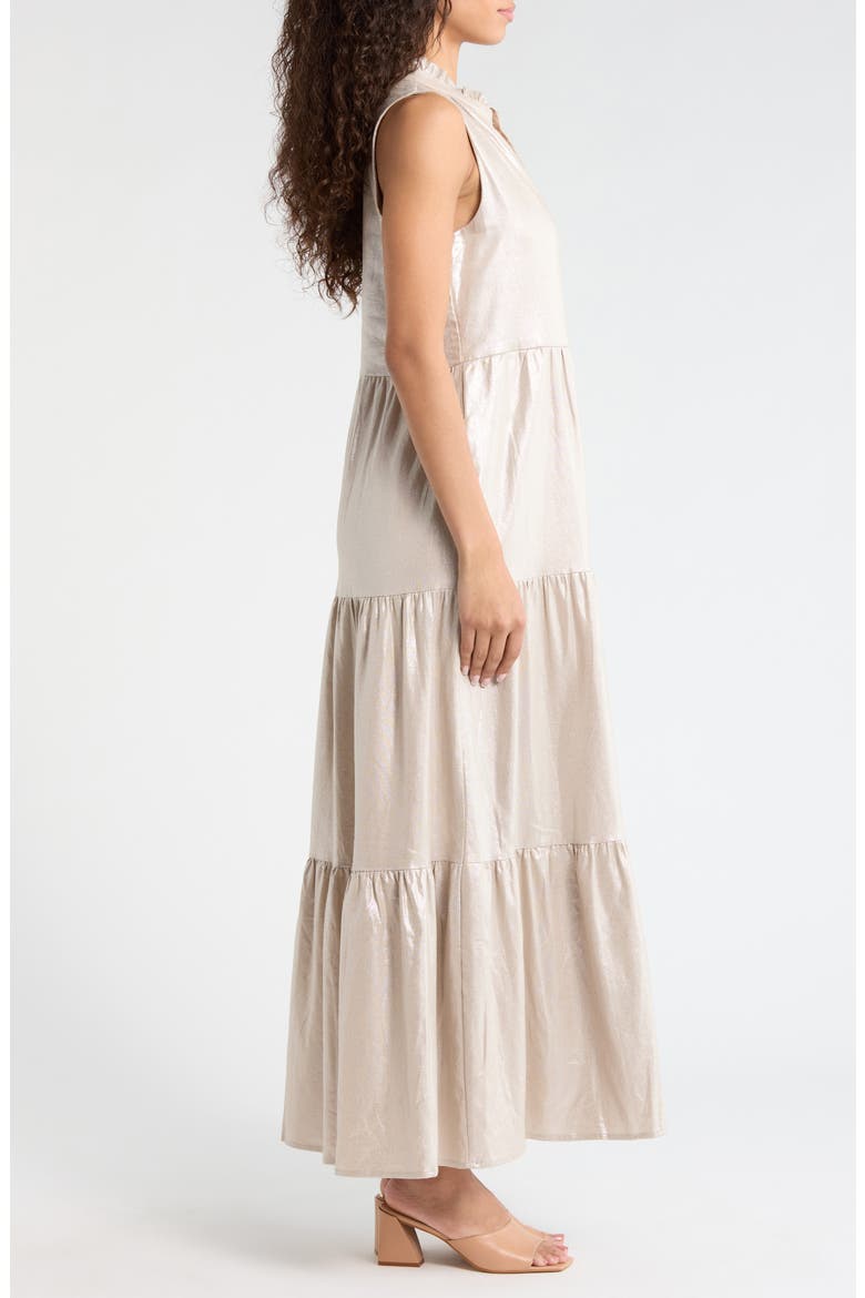 Ruffle Sleeveless Tiered Linen Blend Maxi Dress, Alternate, color, NEUTRAL