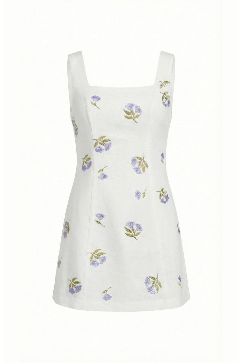 Floral Embroidered Open Back Mini Dress, Alternate, color, White / Floral
