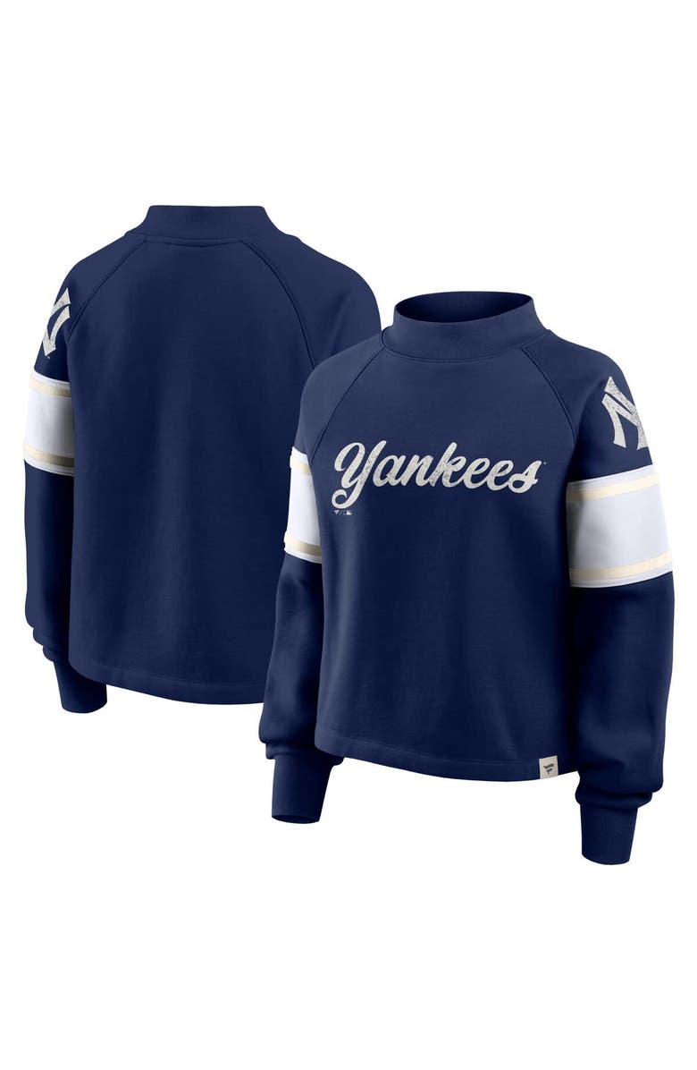 FANATICS Women's Fanatics Navy New York Yankees Oversized Toss Sweep Raglan Pullover Sweatshirt, Main, color, Navy