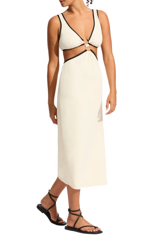 Seafolly Beach Bound Midi Dress Ecru In White