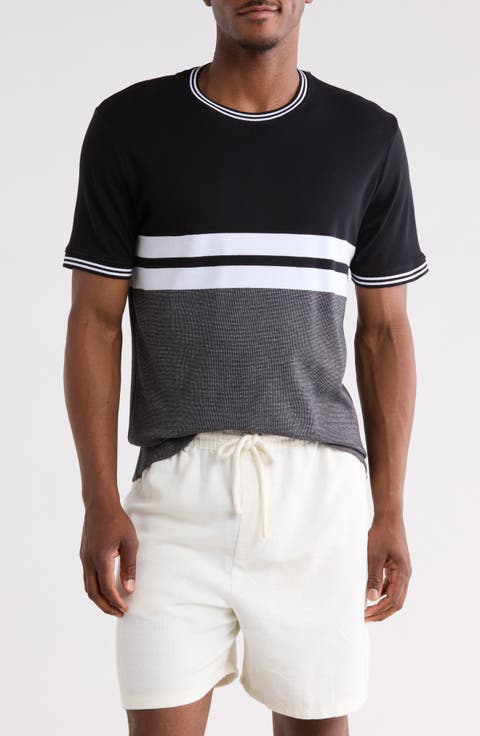 Tipped Stripe Knit T-Shirt
