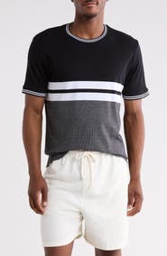 DENIM AND FLOWER Tipped Stripe Knit T-Shirt