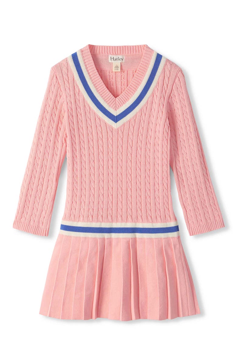 Kids' Pleated Cable Knit Dress, Main, color, BLOSSOM