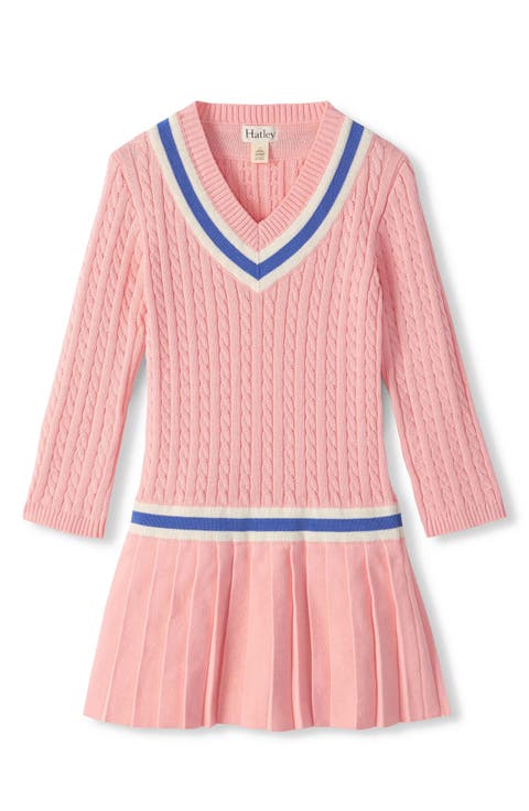 Kids' Pleated Cable Knit Dress