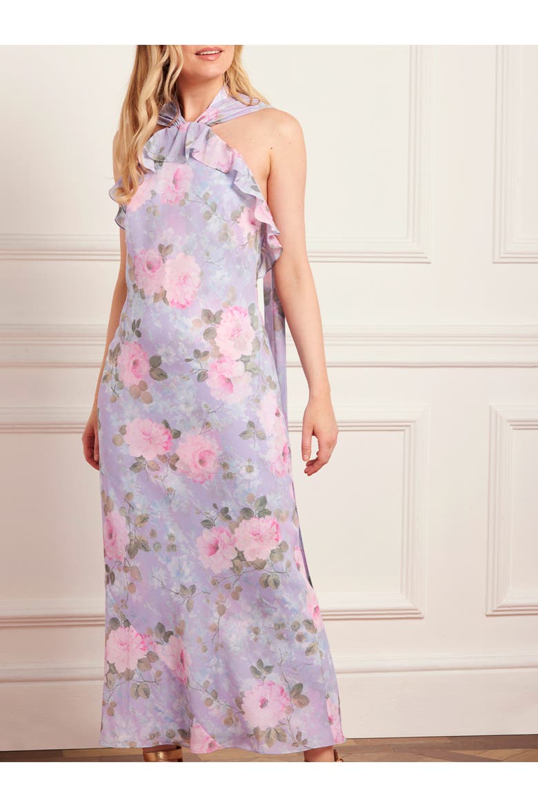 Camille's Garden Halter Neck Ankle Gown, Alternate, color, Lavender