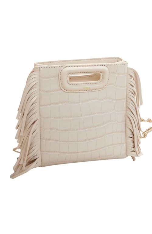 Maje Crocodile-effect Leather Mini M Bag In Vanilla Ecru