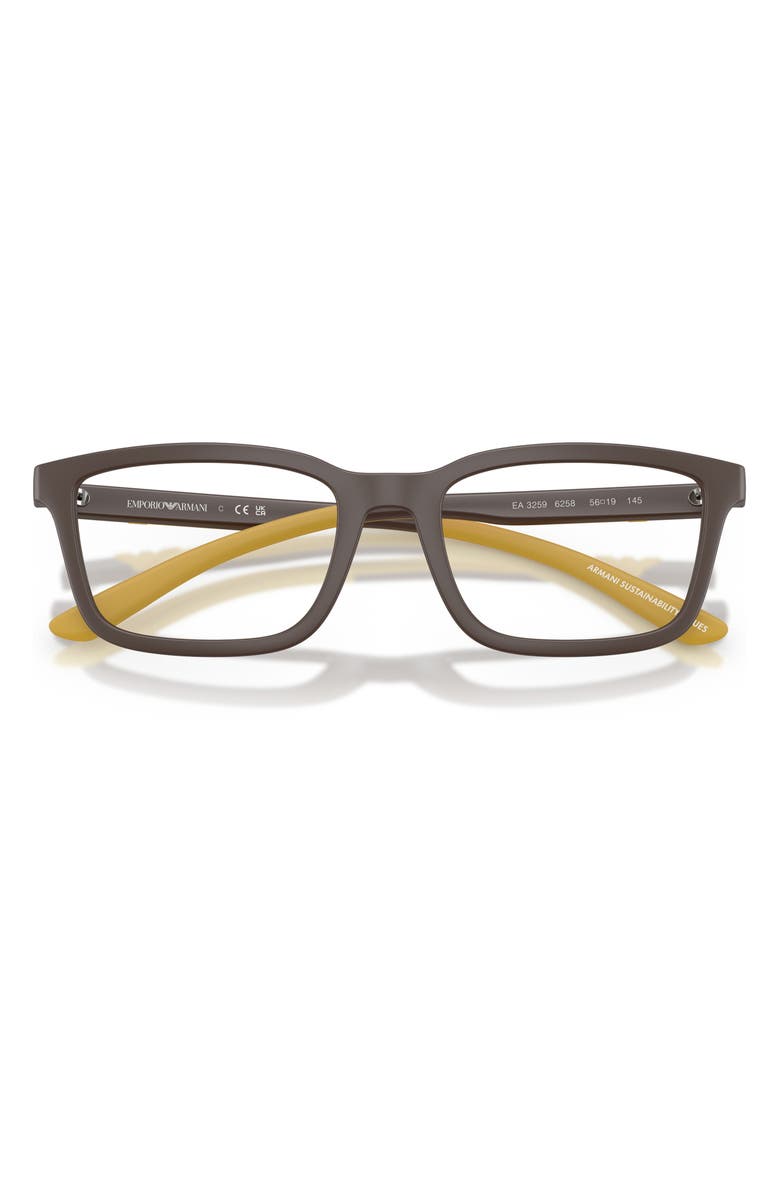 Emporio Armani 56mm Rectangle Optical Glasses, Alternate, color, Matte Brown / Demo Lens