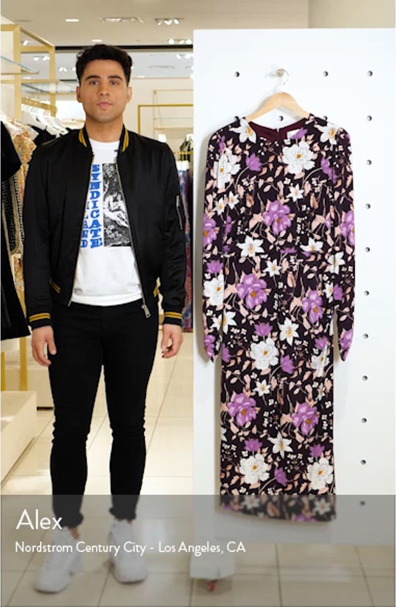 Floral Long Sleeve Midi Dress, sales video thumbnail