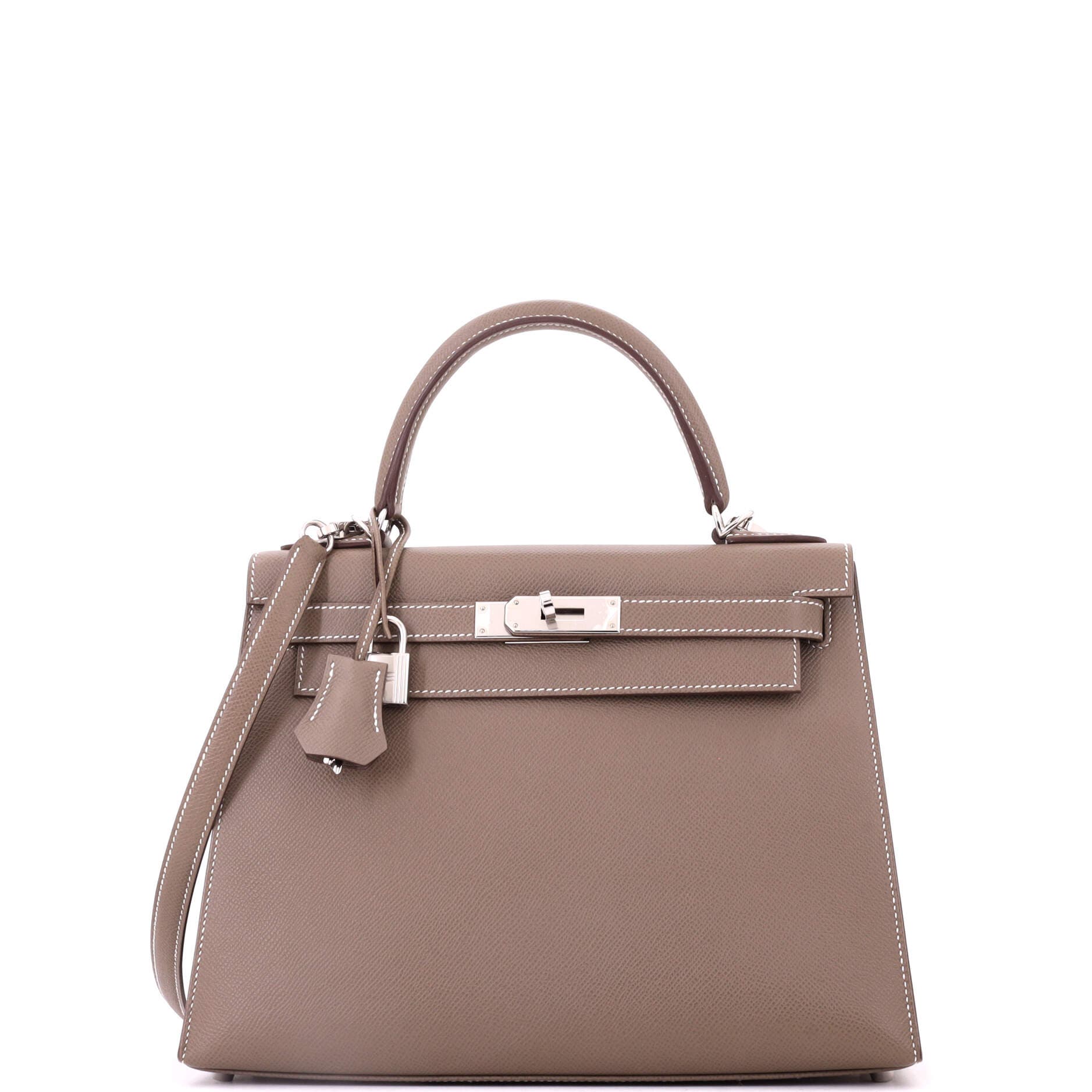 Kelly Handbag Grey Epsom with Palladium Hardware 28, Main, color, Grey