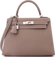 Pre-Owned Hermes Kelly Handbag Grey Epsom with Palladium Hardware 28