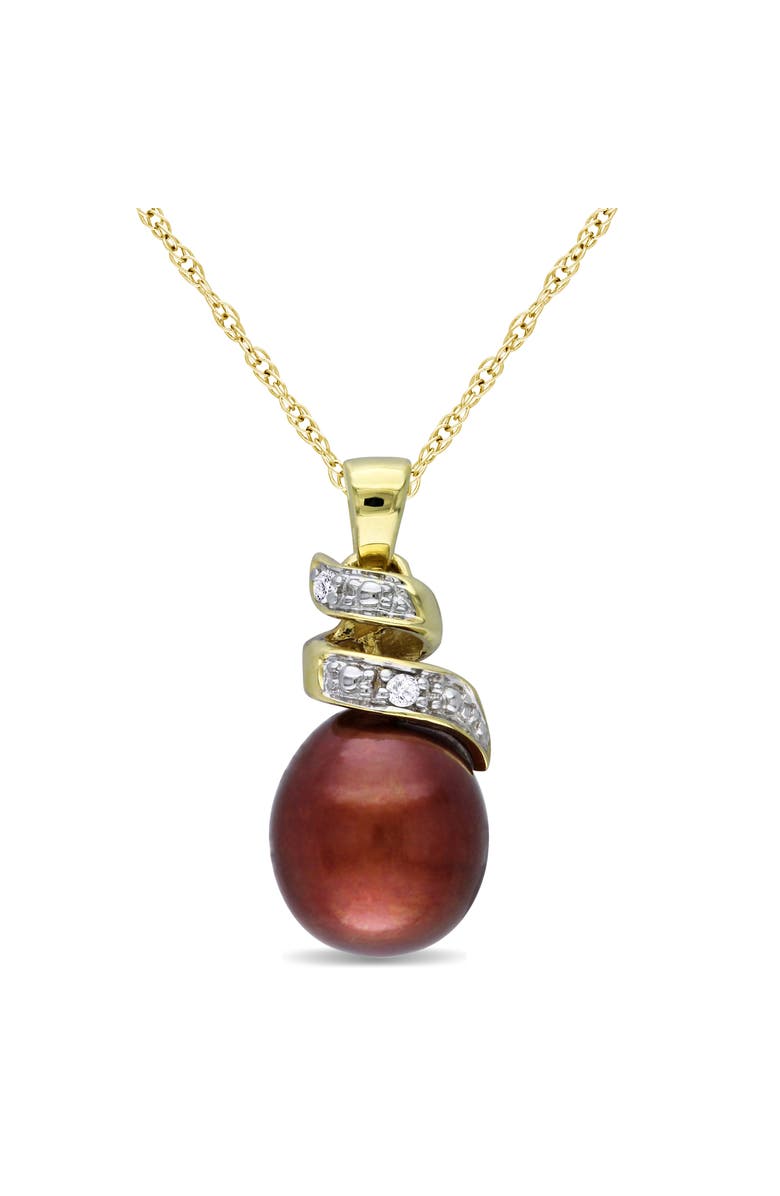 Julianna B. Brown Pearl & Diamond Accent Swirl Necklace 10k, Main, color,