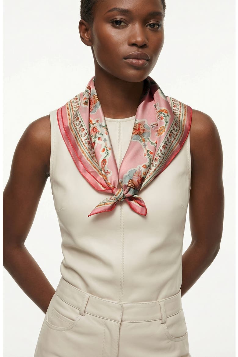 Blush Charm Double Sided Silk Scarf, Alternate, color, pink