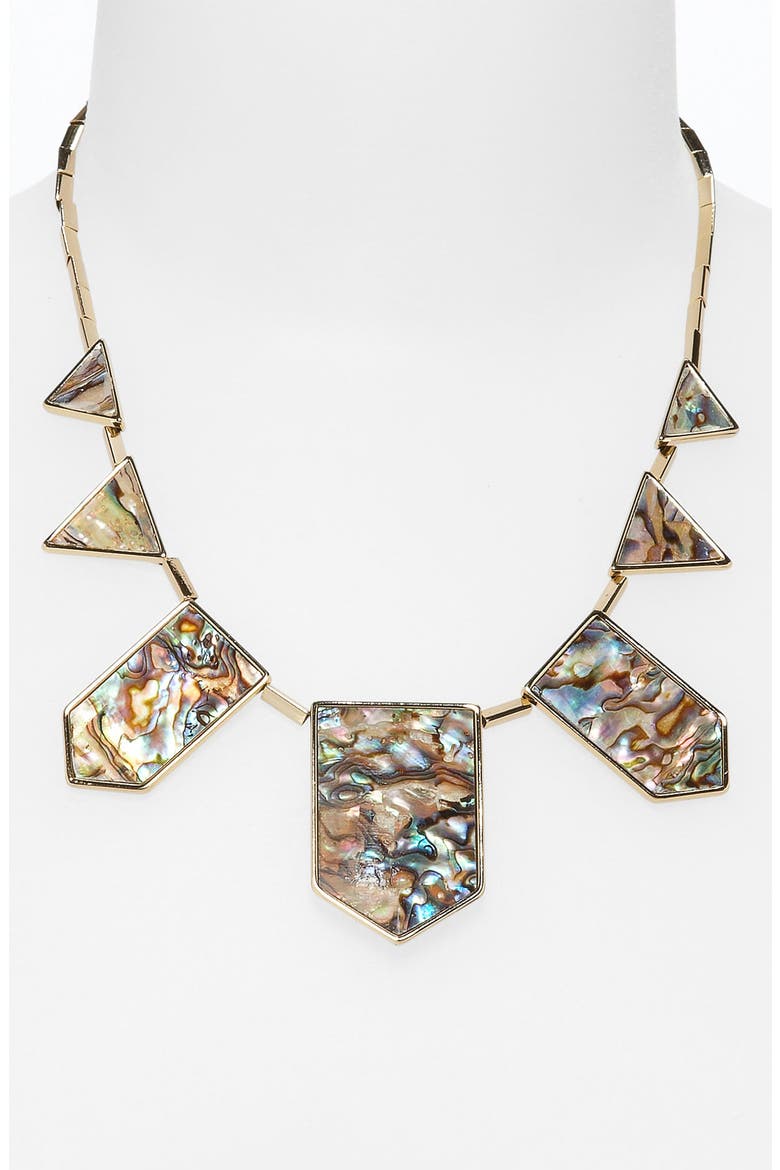 Abalone Station Necklace, Main, color, SILVER