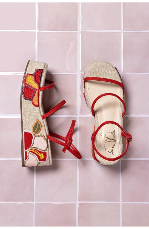 Larroude Larroudé Gio Flatform Sandal In Red