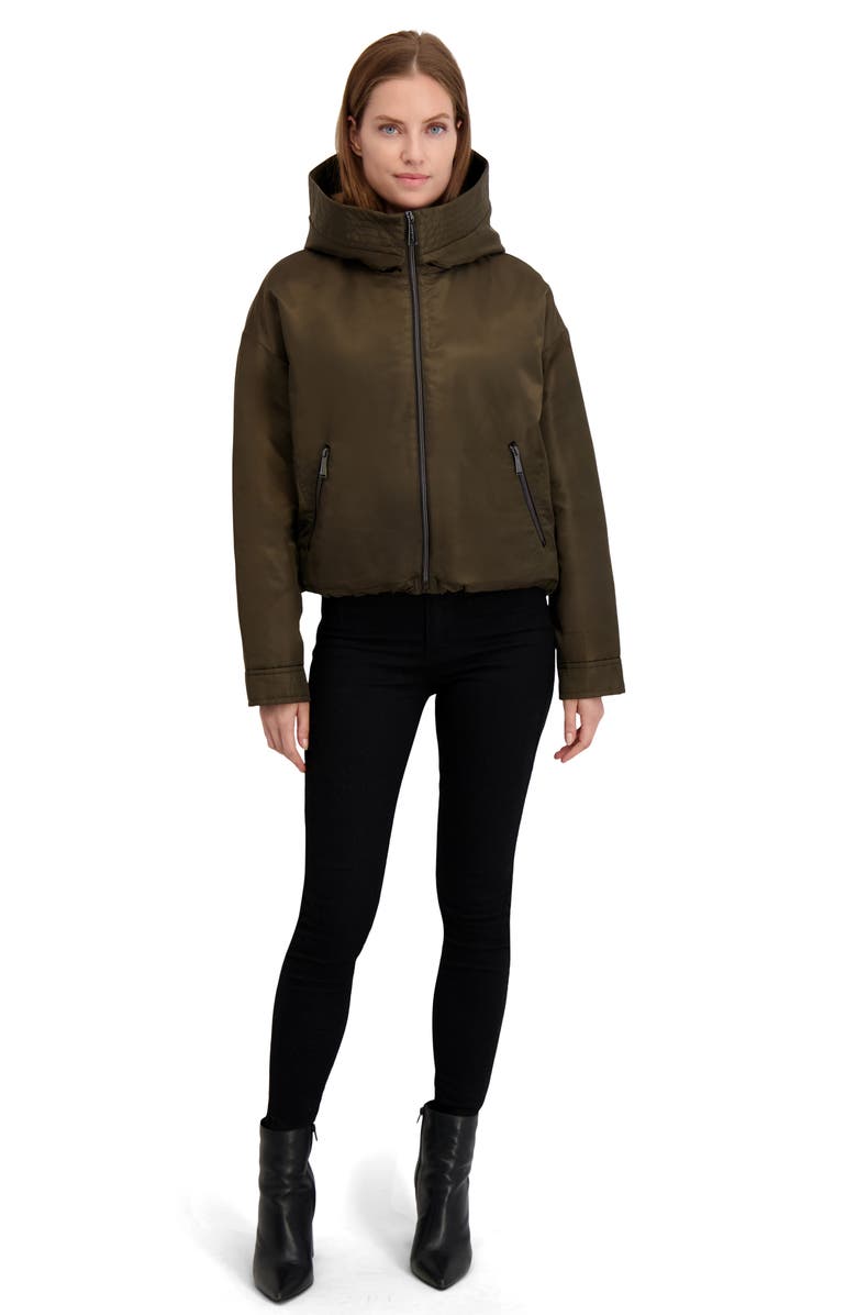 Laundry by Shelli Segal Faux Shearling Lined Hooded Jacket, Alternate, color, Dark Olive