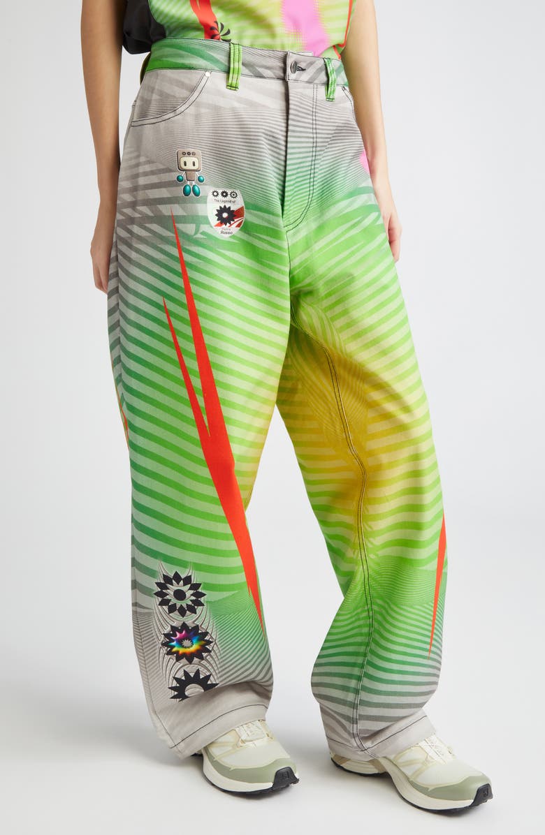 Paolina Russo Baggy Wide Leg Jeans, Alternate, color, Green