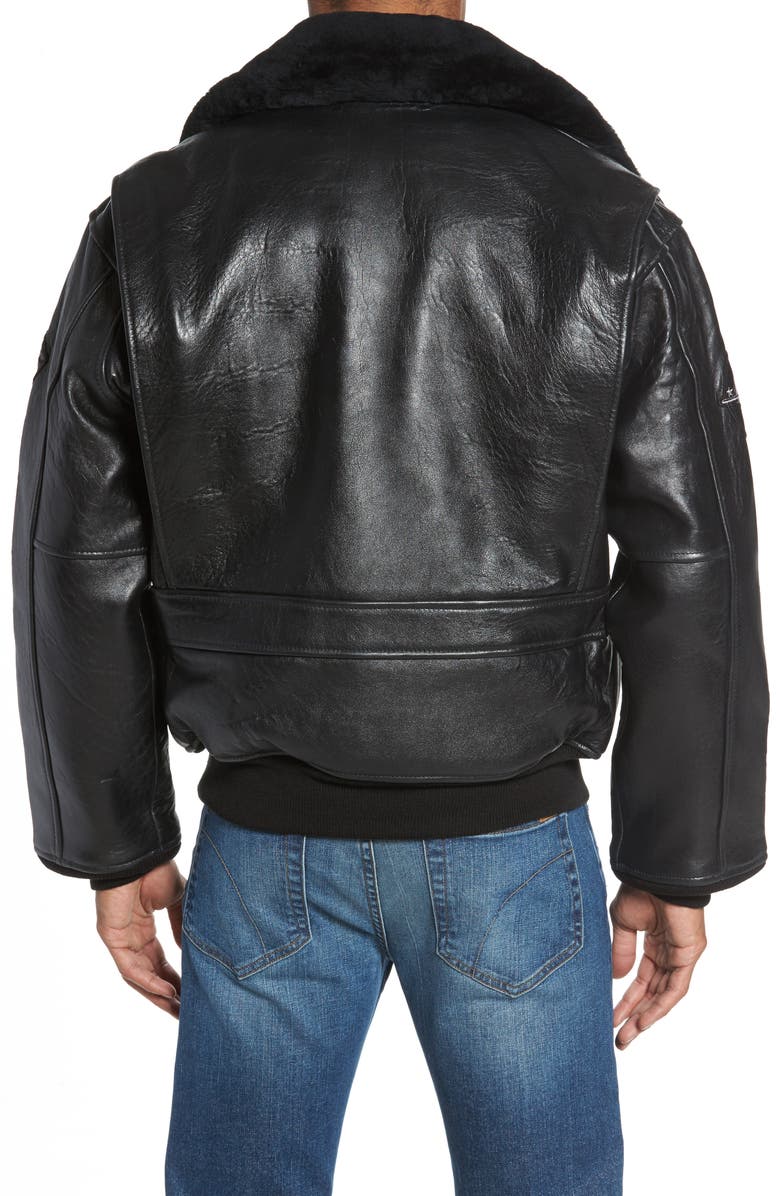 Schott NYC Genuine Shearling Collar G-1 Flight Jacket, Alternate, color, 