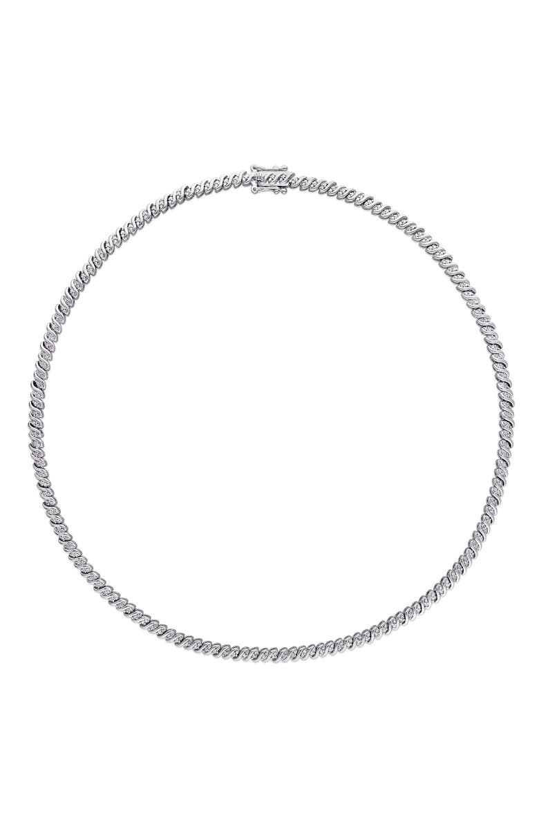 Julianna B. 1 CTW Diamond Braided Tennis Necklace, Alternate, color, Sterling Silver