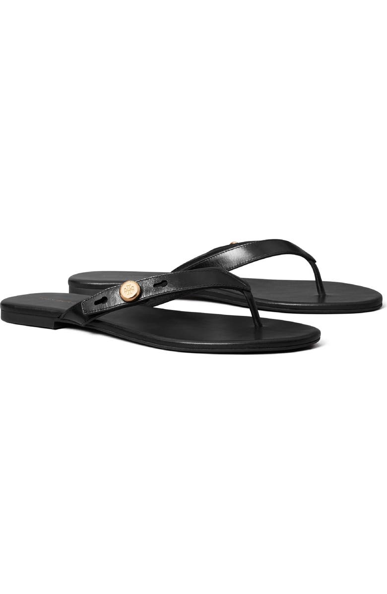 Tory Burch Romy Leather Thong Sandal, Main, color, Perfect Black