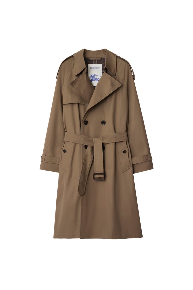 Long Gabardine Chestwood Trench Coat, Alternate, color, Clay brown